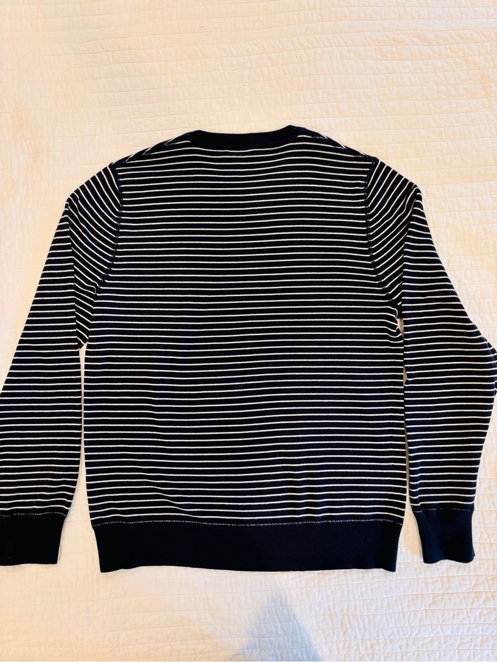 Todd Snyder Cotton-Cashmere Navy & White Striped Crewneck Sweater - Picture 11 of 12
